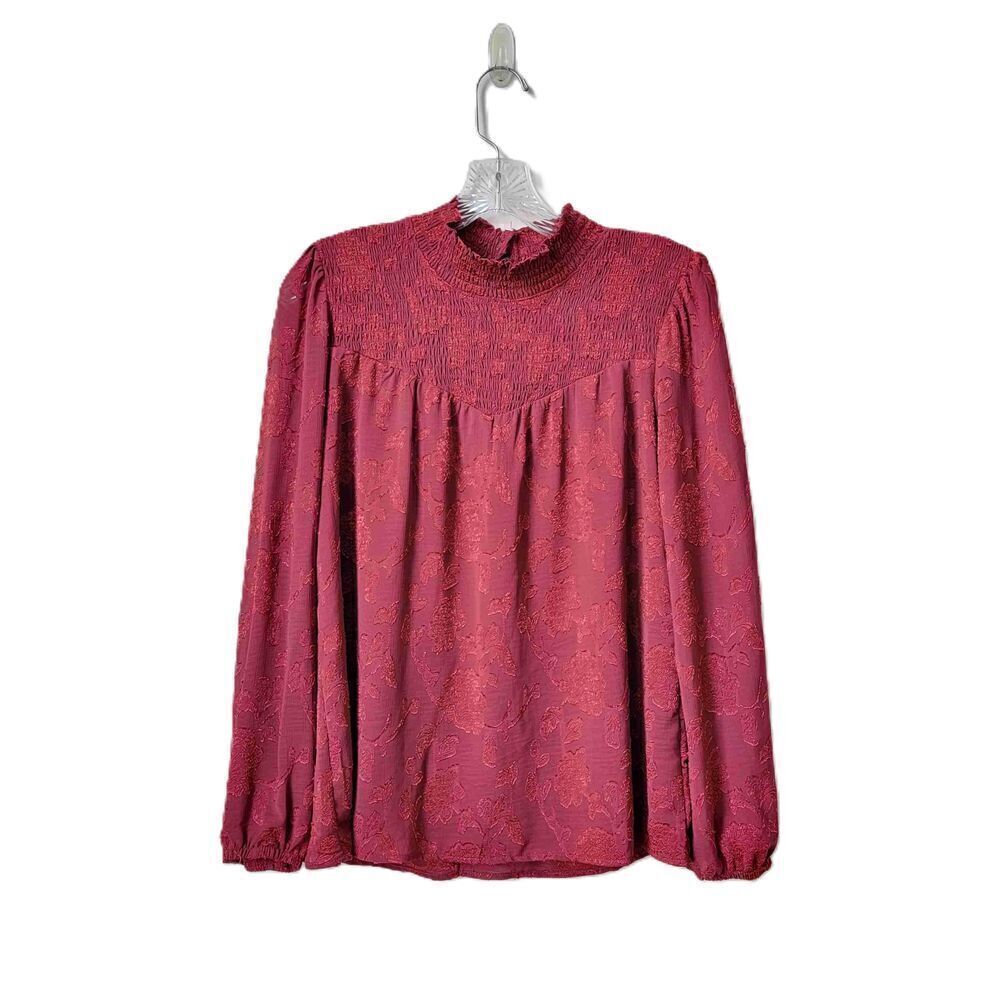 NEW Mason & Belle High Neck Pleated Bodice Blouse Long Sleeves Polyester Small